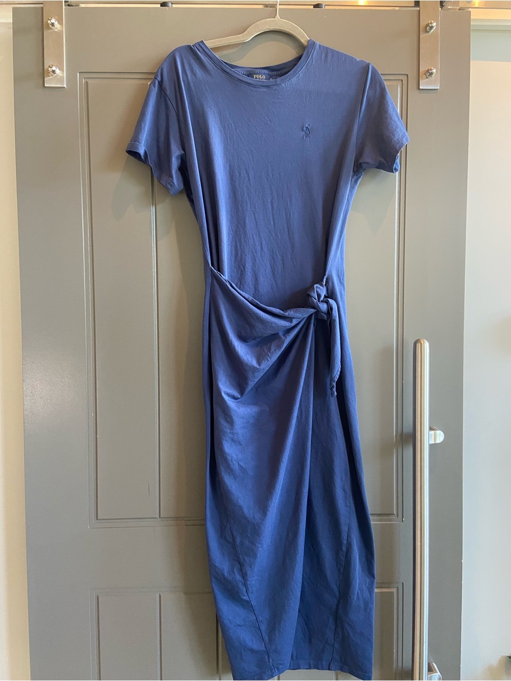 Polo by Ralph Lauren Blue Knot-Waist T-Shirt Dress